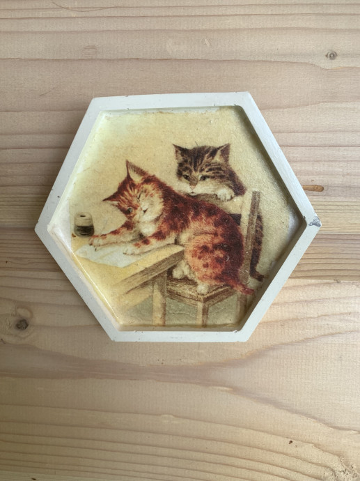 Декупаж в гипсе. Миниатюры. Кошки. 3